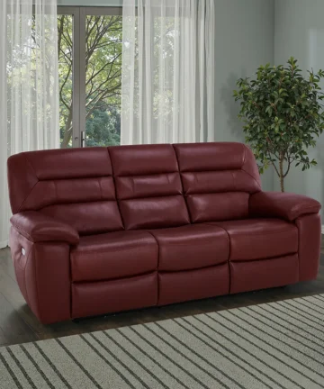 HASTINGS 3 Seater Electric Recliner Sofa Burgundy Leather