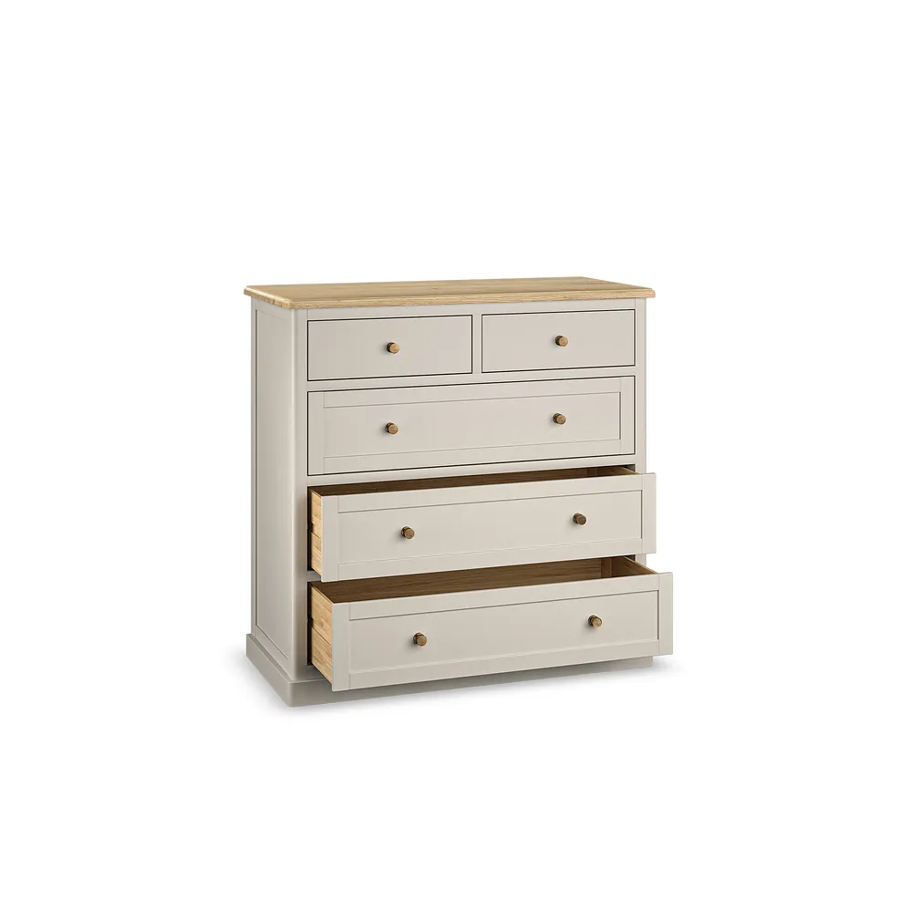 HENLEY 5 Drawer Chest Natural Solid Oak & Painted - Image 4