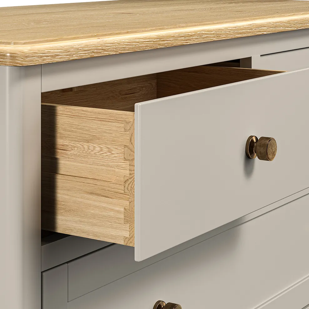 HENLEY 5 Drawer Chest Natural Solid Oak & Painted - Image 10