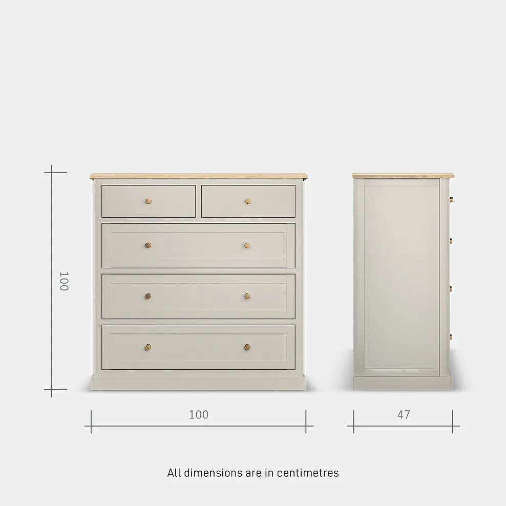 HENLEY 5 Drawer Chest Natural Solid Oak & Painted - Image 11