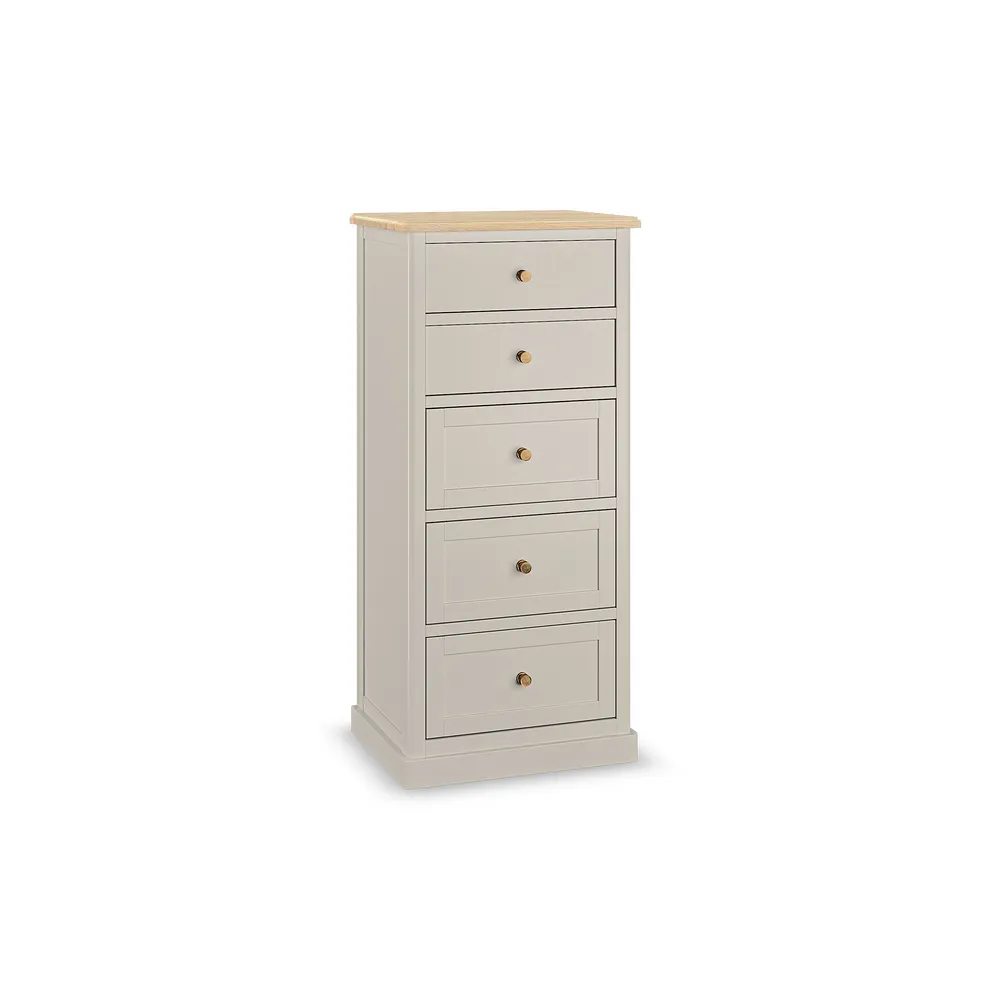 HENLEY 5 Drawer Tallboy Natural Solid Oak & Painted - Image 2