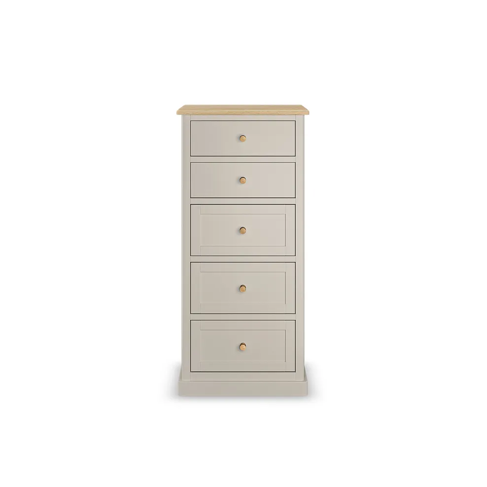 HENLEY 5 Drawer Tallboy Natural Solid Oak & Painted - Image 5