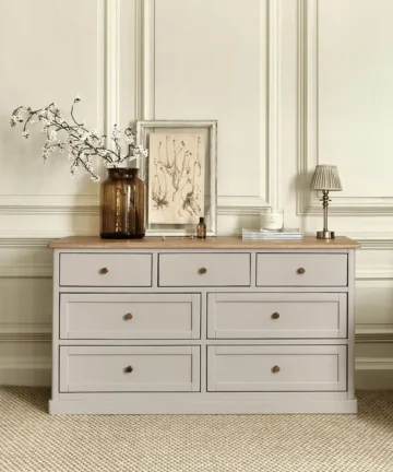 HENLEY 7 Drawer Chest Natural Solid Oak & Painted