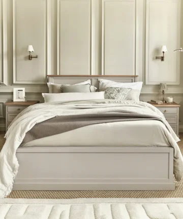 HENLEY Double Bed Natural Solid Oak & Painted
