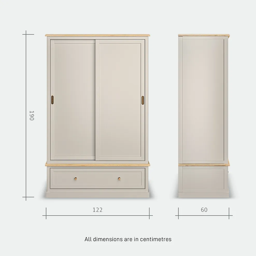 HENLEY Double Wardrobe Natural Solid Oak & Painted - Image 13