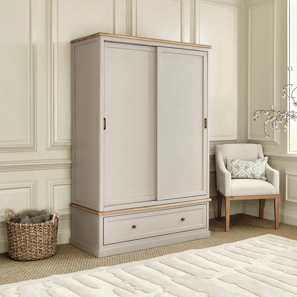 HENLEY Double Wardrobe Natural Solid Oak & Painted - Image 4