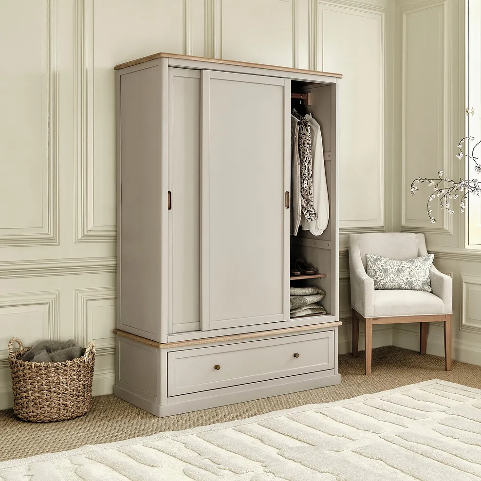 HENLEY Double Wardrobe Natural Solid Oak & Painted - Image 5