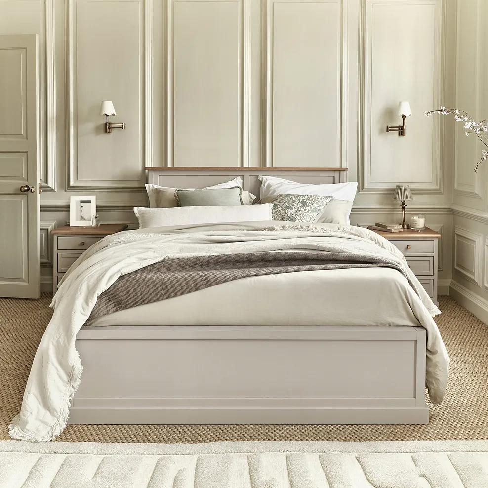 HENLEY King-size Bed Natural Solid Oak & Painted