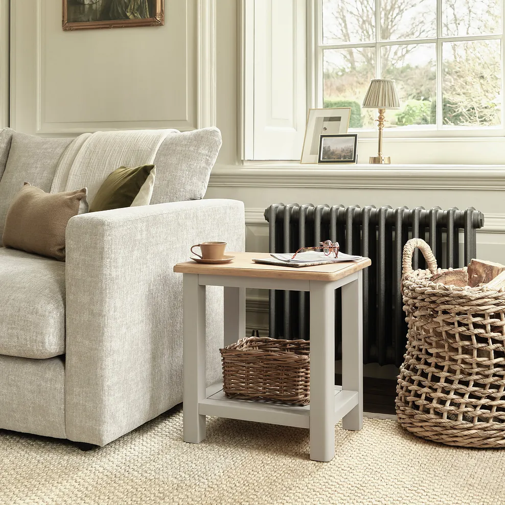 HENLEY Side Table Natural Solid Oak & Painted - Image 3