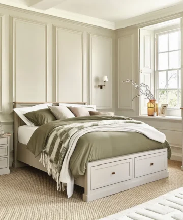 HENLEY Storage Double Bed Natural Solid Oak & Painted