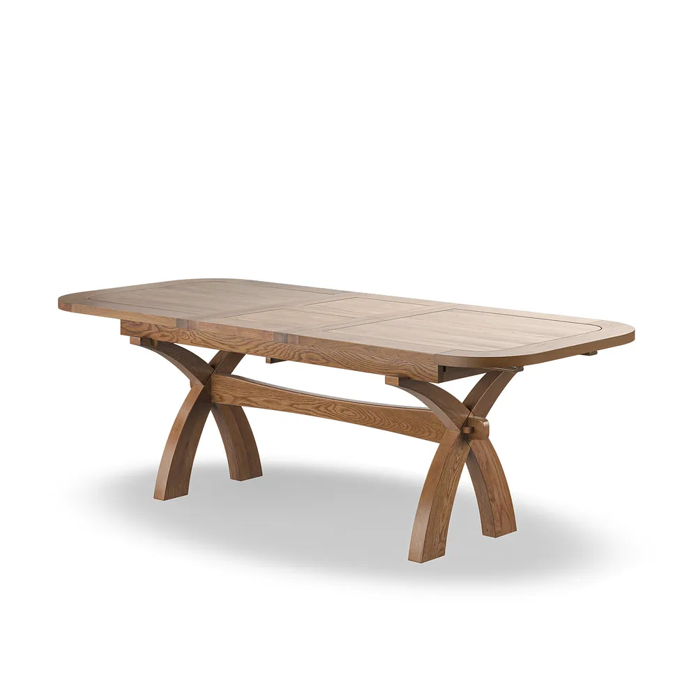 HERCULES 6ft Extending Dining Table with 10 Chairs Rustic Solid Oak - Image 3