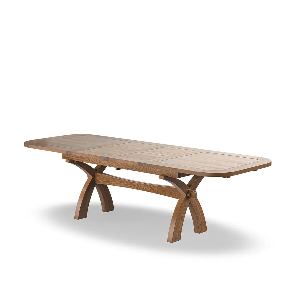 HERCULES 6ft Extending Dining Table with 10 Chairs Rustic Solid Oak - Image 4
