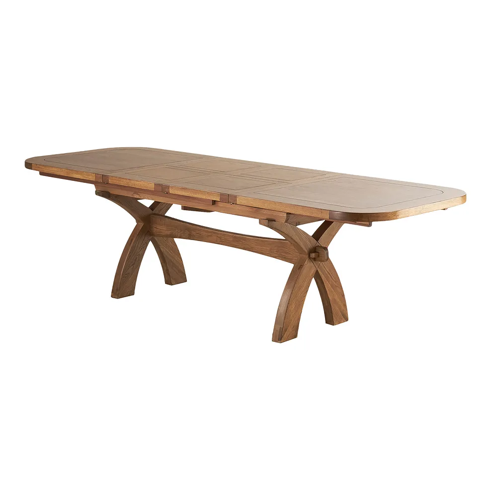 HERCULES 10-12 Seater Extendable Dining Table Rustic Solid Oak - Image 3