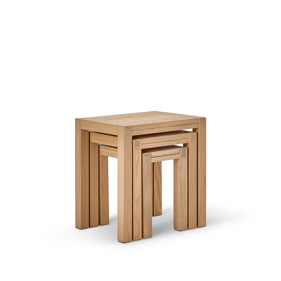 HIGHWORTH Nest of Tables Natural Solid Oak - Image 4