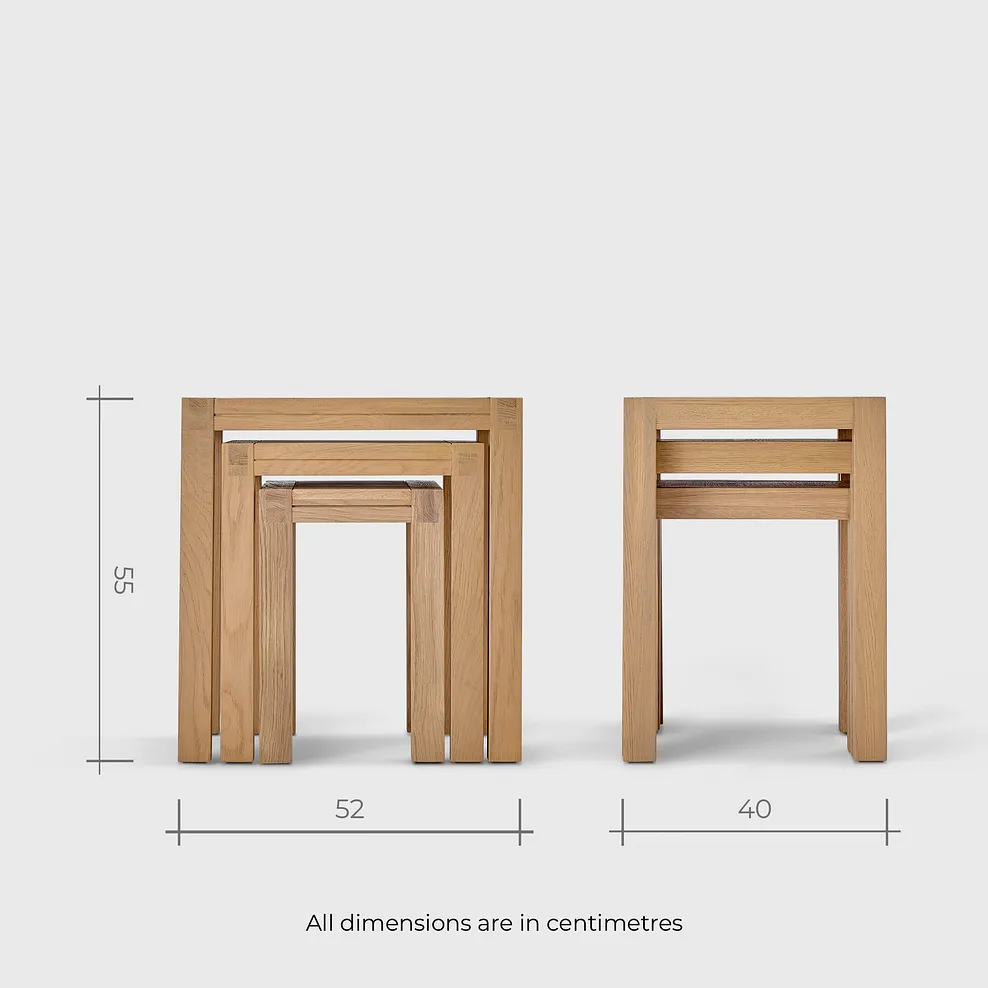 HIGHWORTH Nest of Tables Natural Solid Oak - Image 11