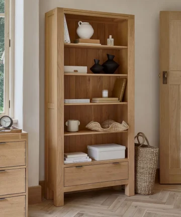 HIGHWORTH Tall Bookcase Natural Solid Oak