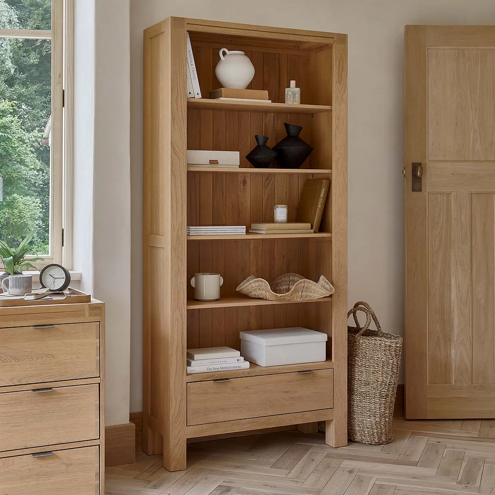 HIGHWORTH Tall Bookcase Natural Solid Oak