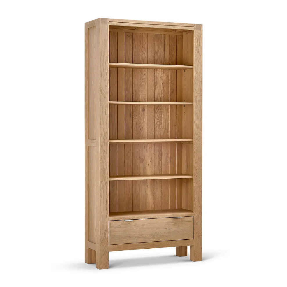 HIGHWORTH Tall Bookcase Natural Solid Oak - Image 2