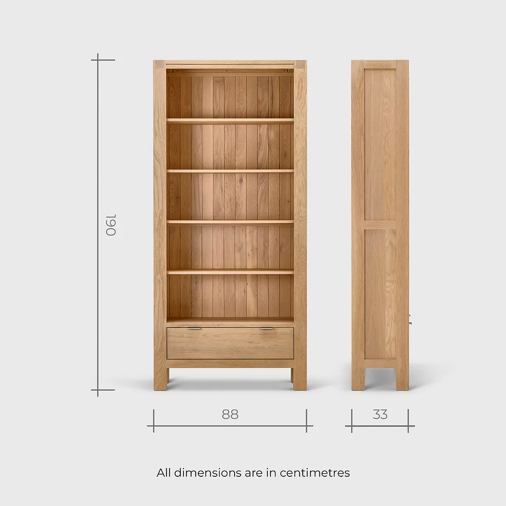 HIGHWORTH Tall Bookcase Natural Solid Oak - Image 12