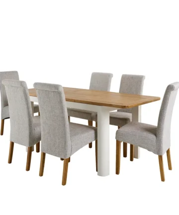 HOVE 4ft 3" Extending Dining Table with 6 Chairs Natural Oak & Painted