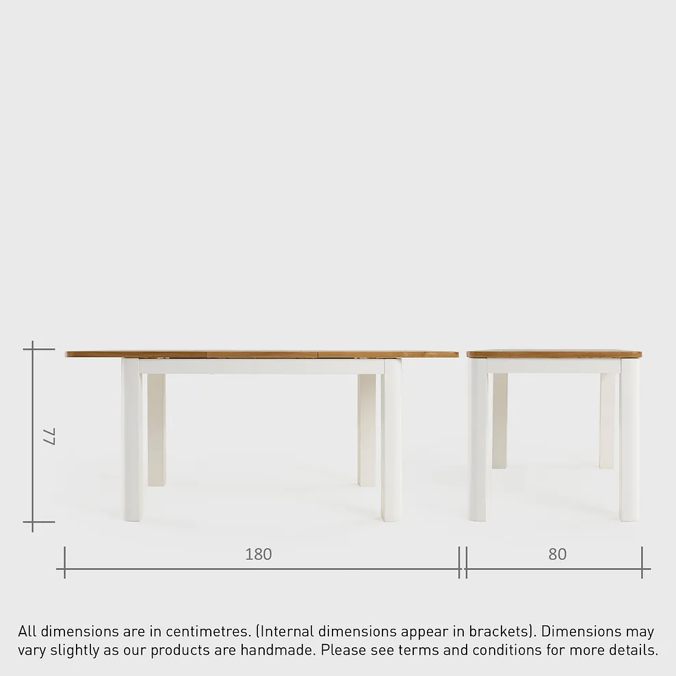 HOVE 4ft 3" Extending Dining Table with 6 Chairs Natural Oak & Painted - Image 10