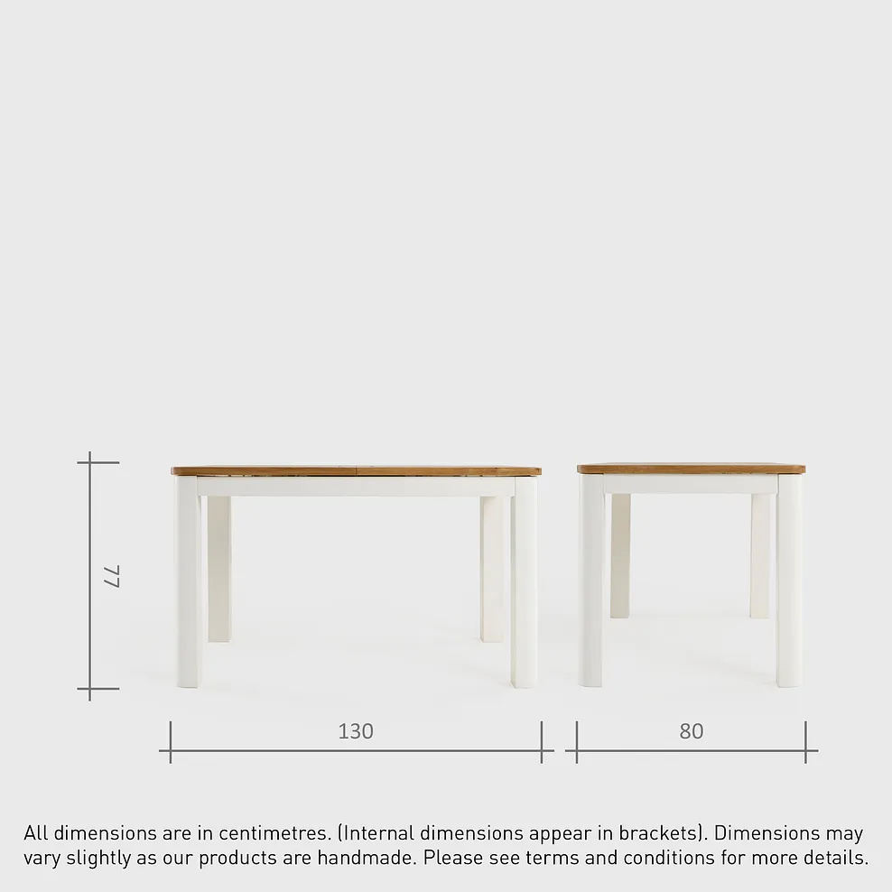 HOVE 4ft 3" Extending Dining Table with 6 Chairs Natural Oak & Painted - Image 9