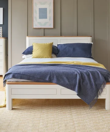 HOVE King-Size Bed Natural Oak & Painted