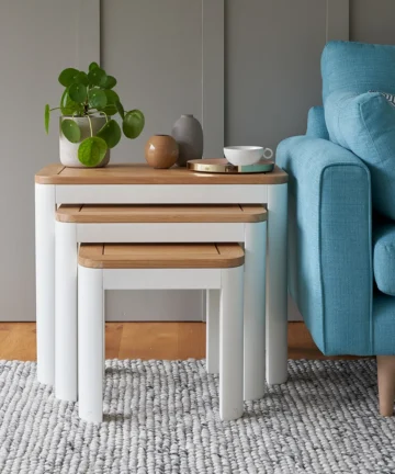 HOVE Nest of Tables Natural Oak & Painted