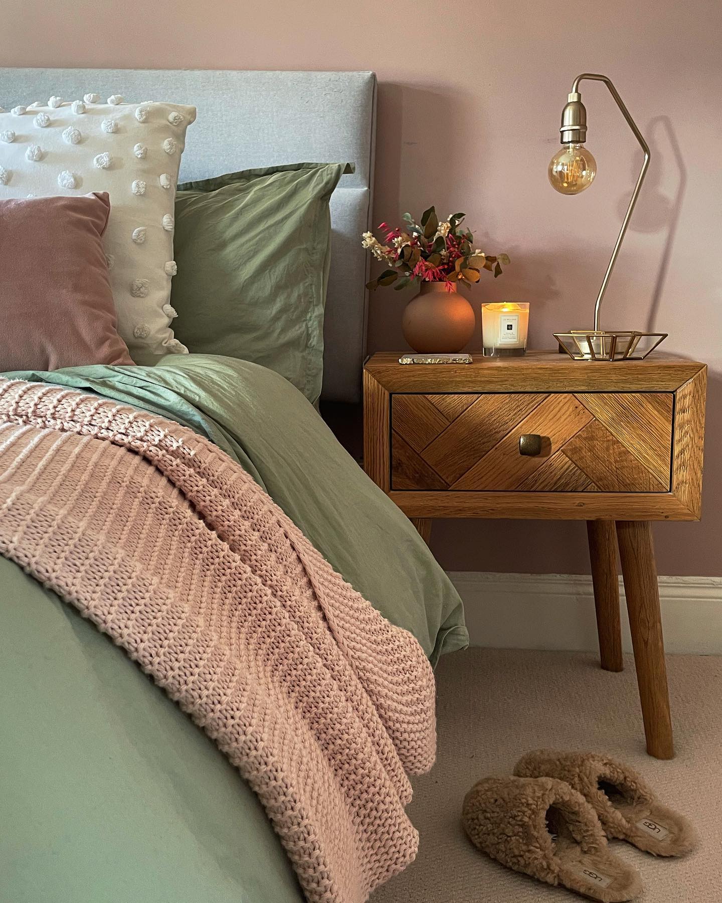 PARQUET 1 Drawer Bedside Table Brushed & Glazed Solid Oak - Image 11