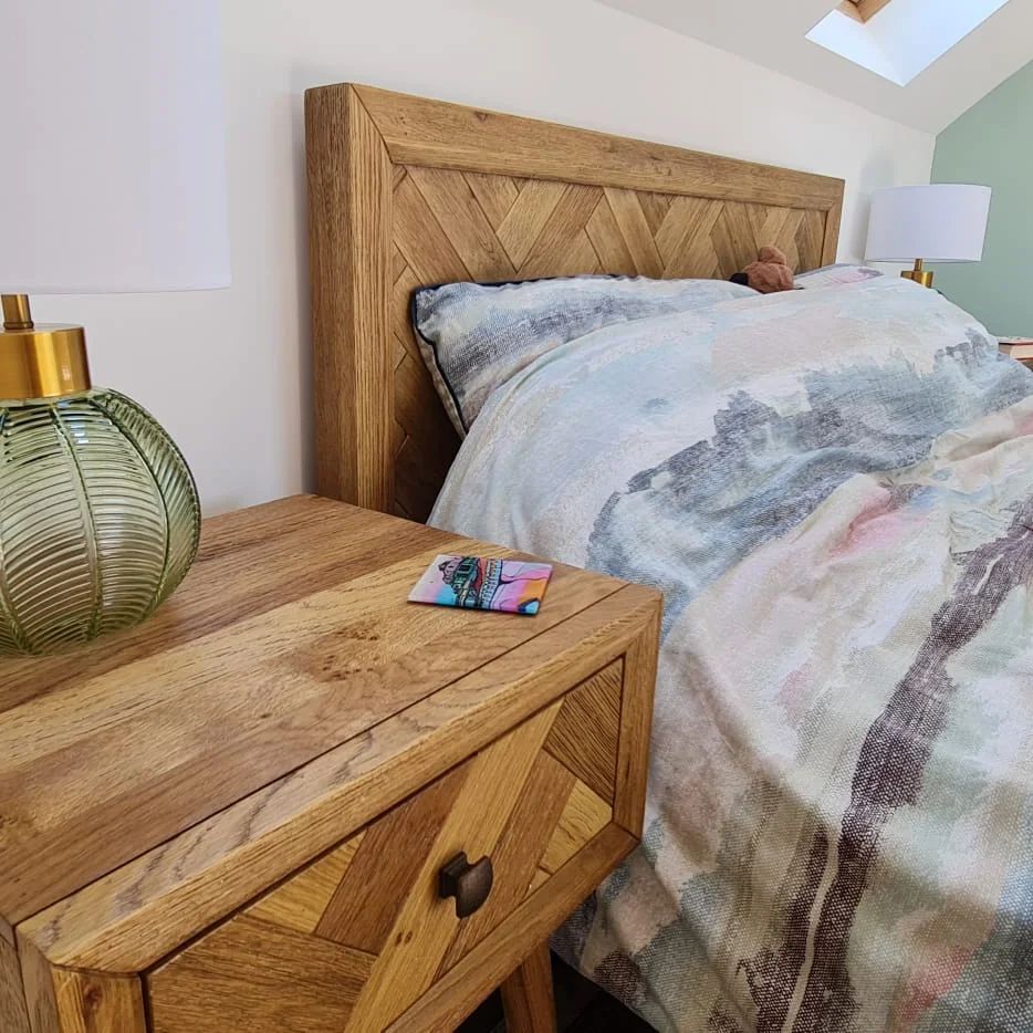PARQUET 1 Drawer Bedside Table Brushed & Glazed Solid Oak - Image 13