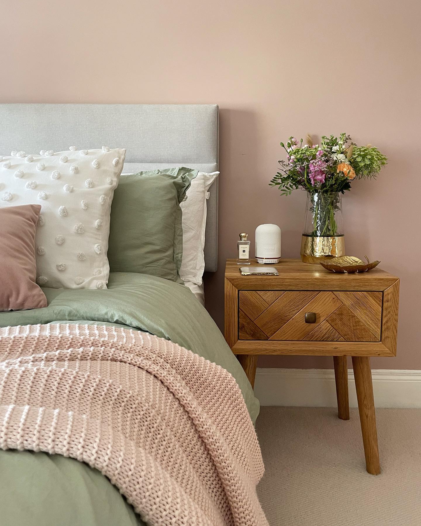 PARQUET 1 Drawer Bedside Table Brushed & Glazed Solid Oak - Image 15