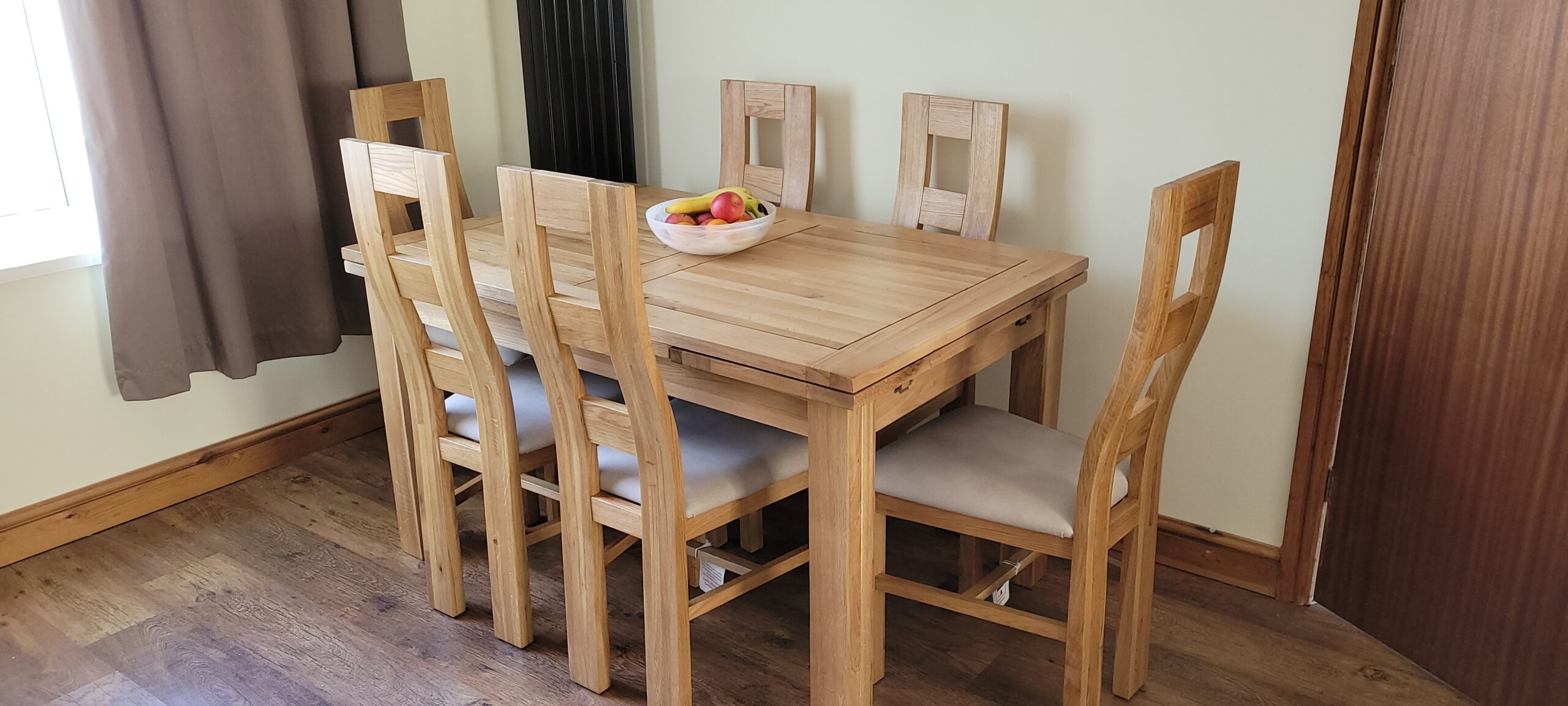 DORSET 4ft 7" Extending Dining Table with 6 Chairs Natural Solid Oak - Image 12