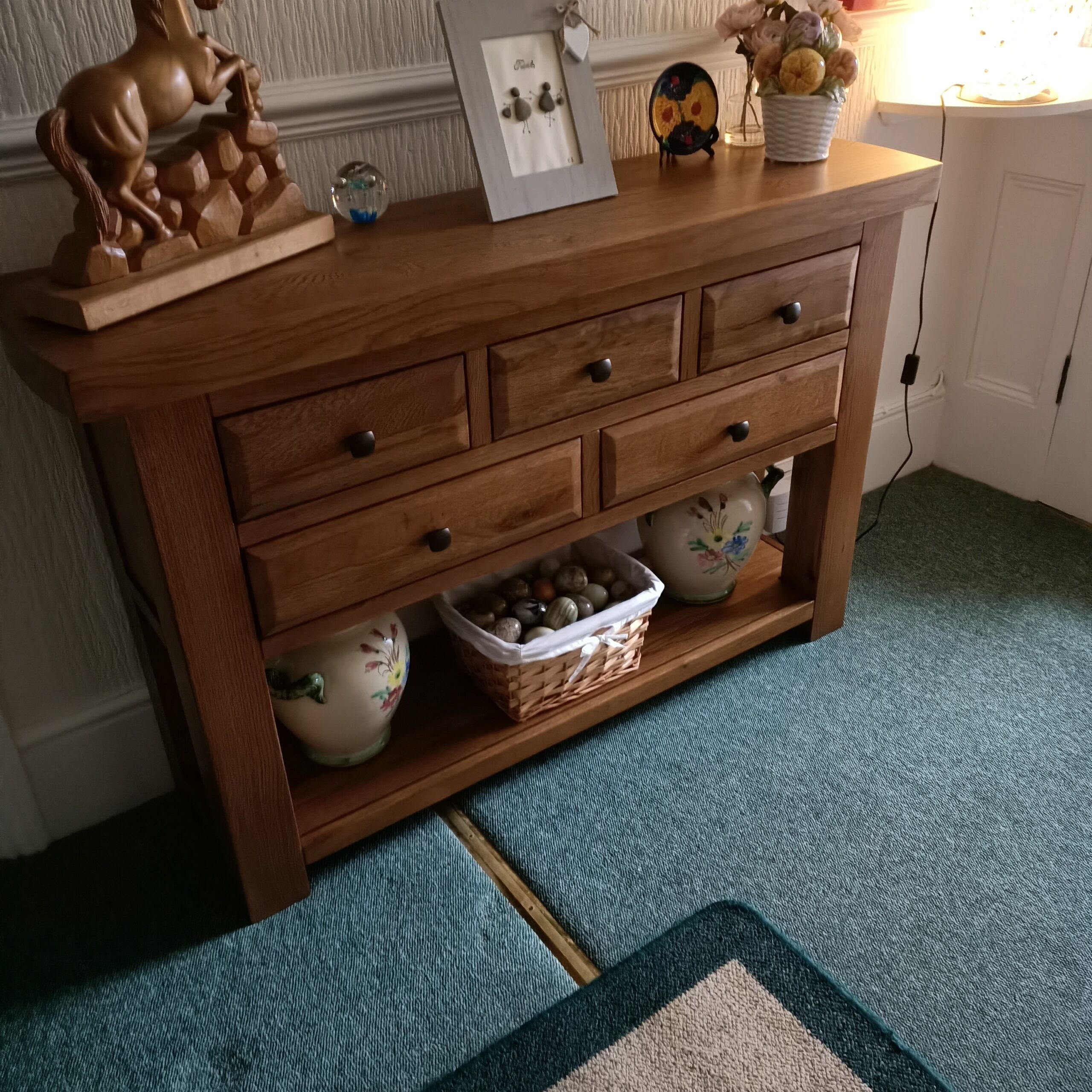 HERCULES Console Table Rustic Solid Oak - Image 10