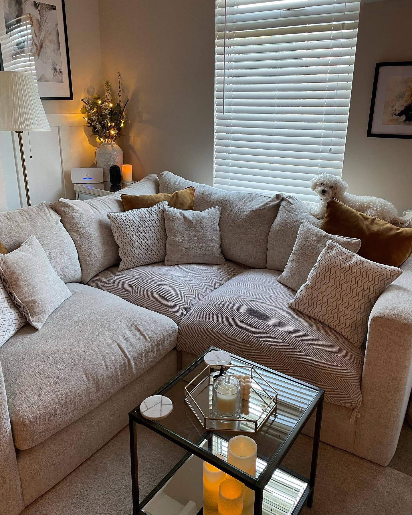 MALVERN Modular 3 Seat Corner Sofa Beige Fabric - Image 14