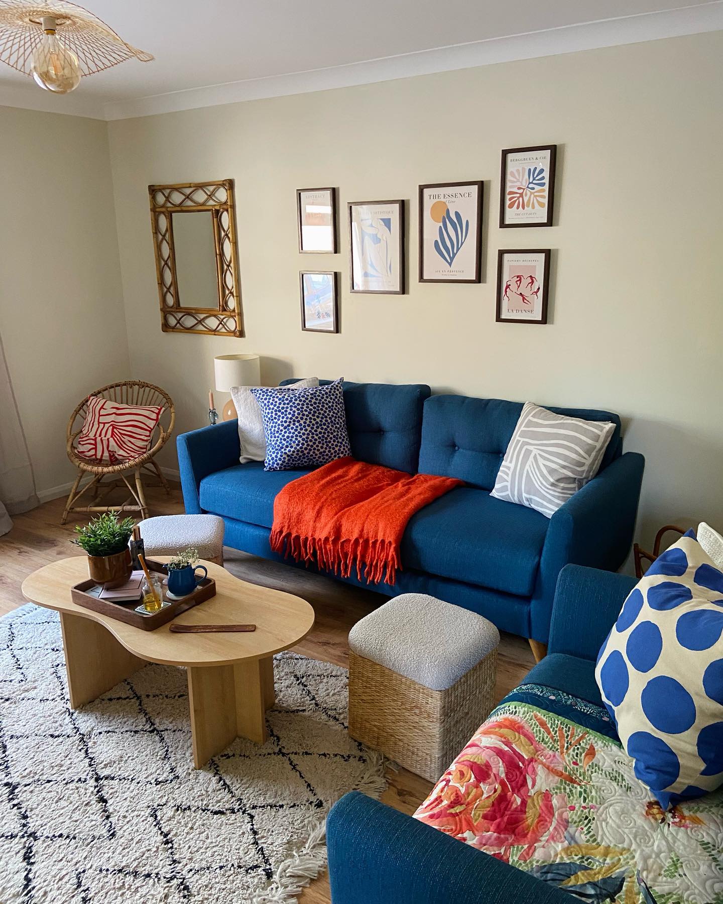 EVIE 3 Seater Sofa Blue Fabric - Image 10