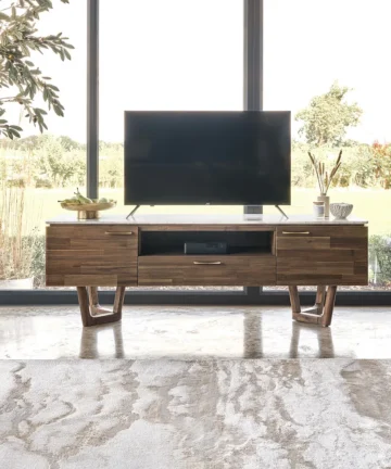 ISLINGTON Large TV Unit Solid Acacia & Italian Marble