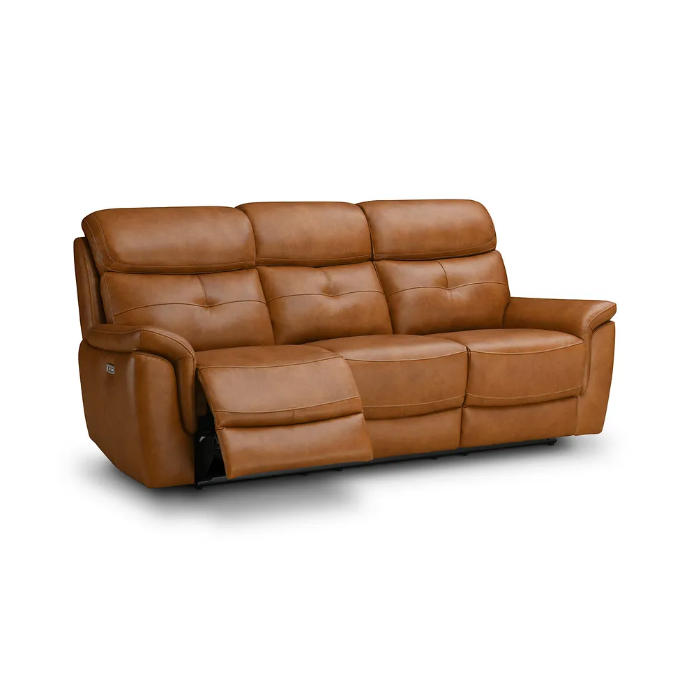 IVER 3 Seater Electric Recliner Sofa with Power Headrests Virgo Cognac Leather - Image 7