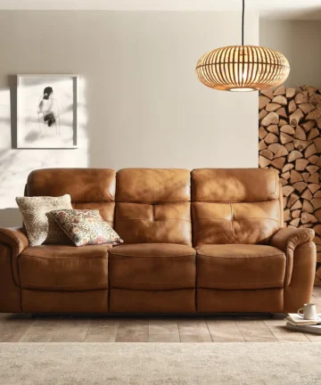 IVER 3 Seater Sofa Virgo Cognac Leather