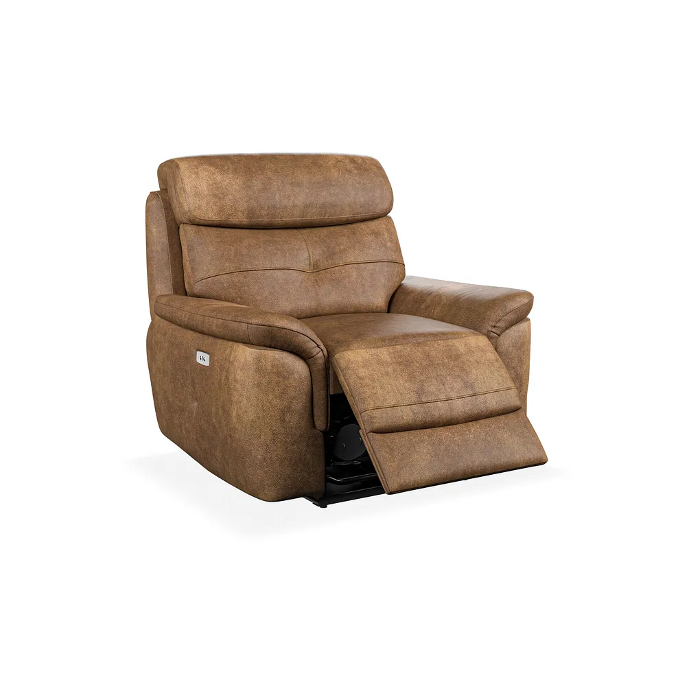 IVER Electric Recliner Armchair Ranch Brown Fabric - Image 3