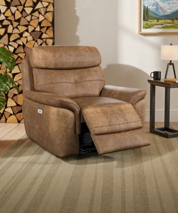 IVER Electric Recliner Armchair Ranch Brown Fabric