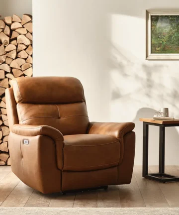 IVER Electric Recliner Armchair Virgo Cognac Leather