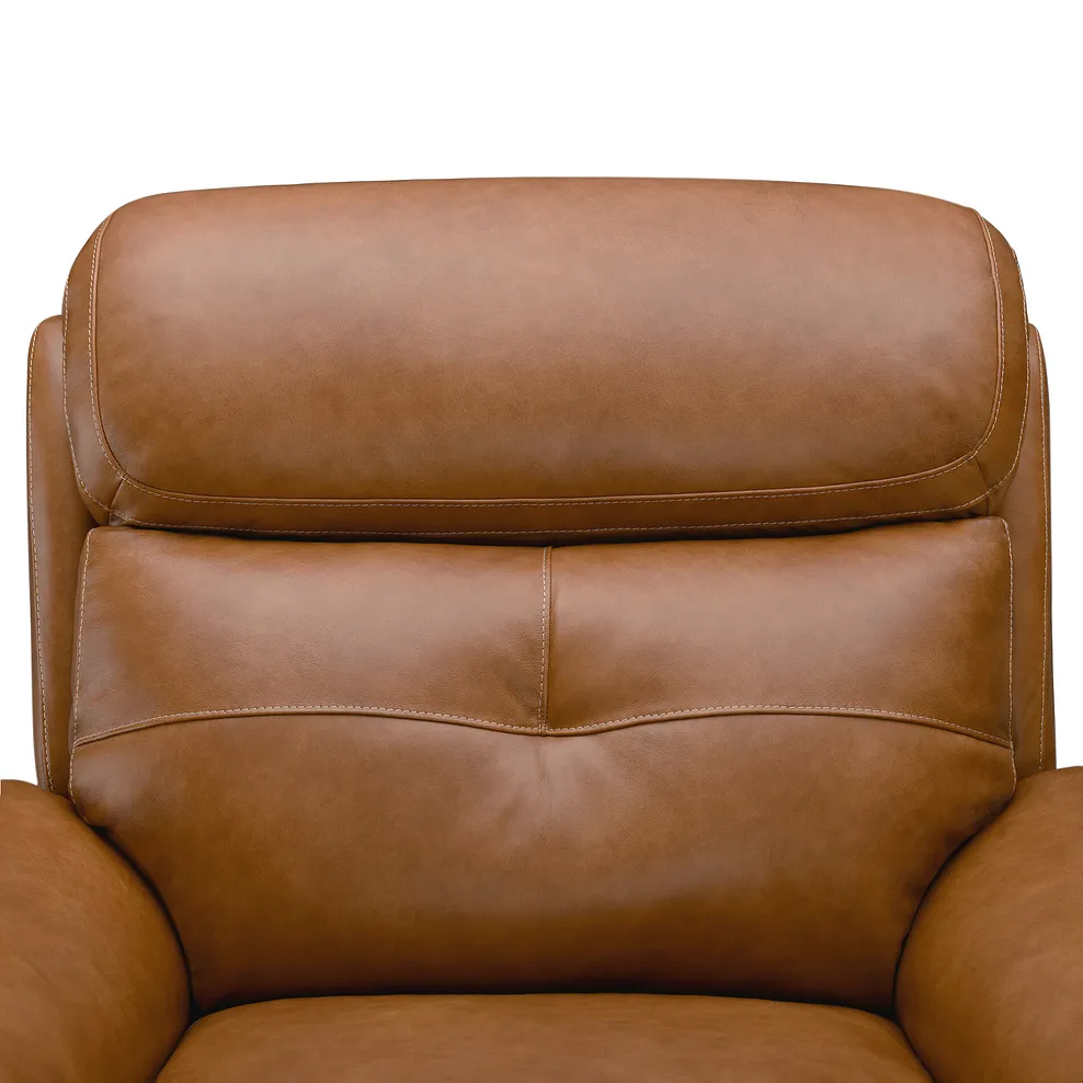 IVER Electric Recliner Armchair with Power Headrest Virgo Cognac Leather - Image 14