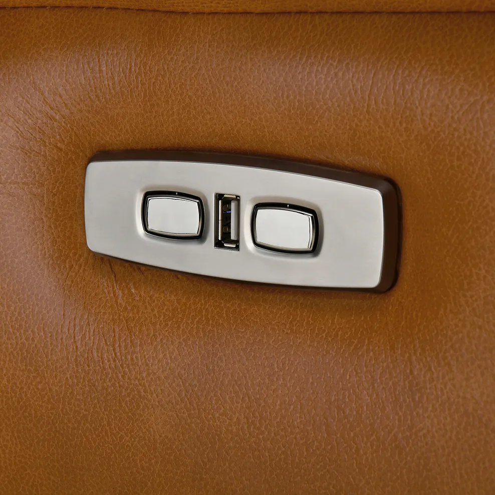 IVER Electric Recliner Armchair with Power Headrest Virgo Cognac Leather - Image 13