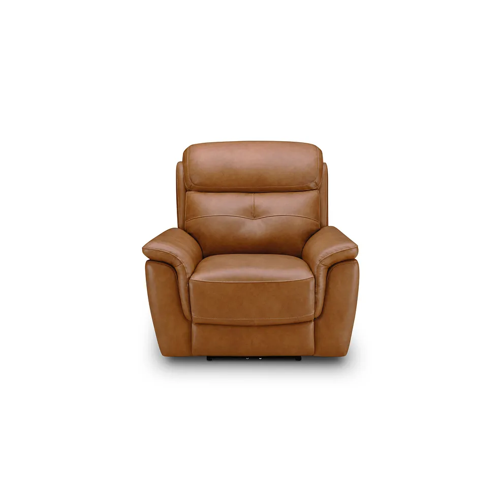 IVER Electric Recliner Armchair with Power Headrest Virgo Cognac Leather - Image 8
