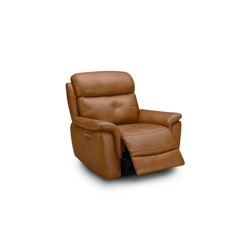 IVER Electric Recliner Armchair with Power Headrest Virgo Cognac Leather - Image 7