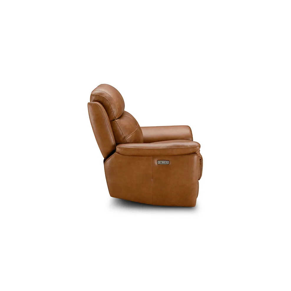 IVER Electric Recliner Armchair with Power Headrest Virgo Cognac Leather - Image 9