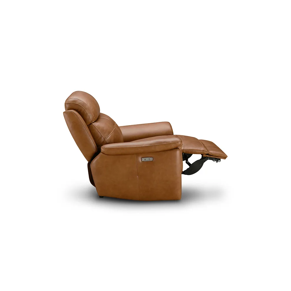 IVER Electric Recliner Armchair with Power Headrest Virgo Cognac Leather - Image 10