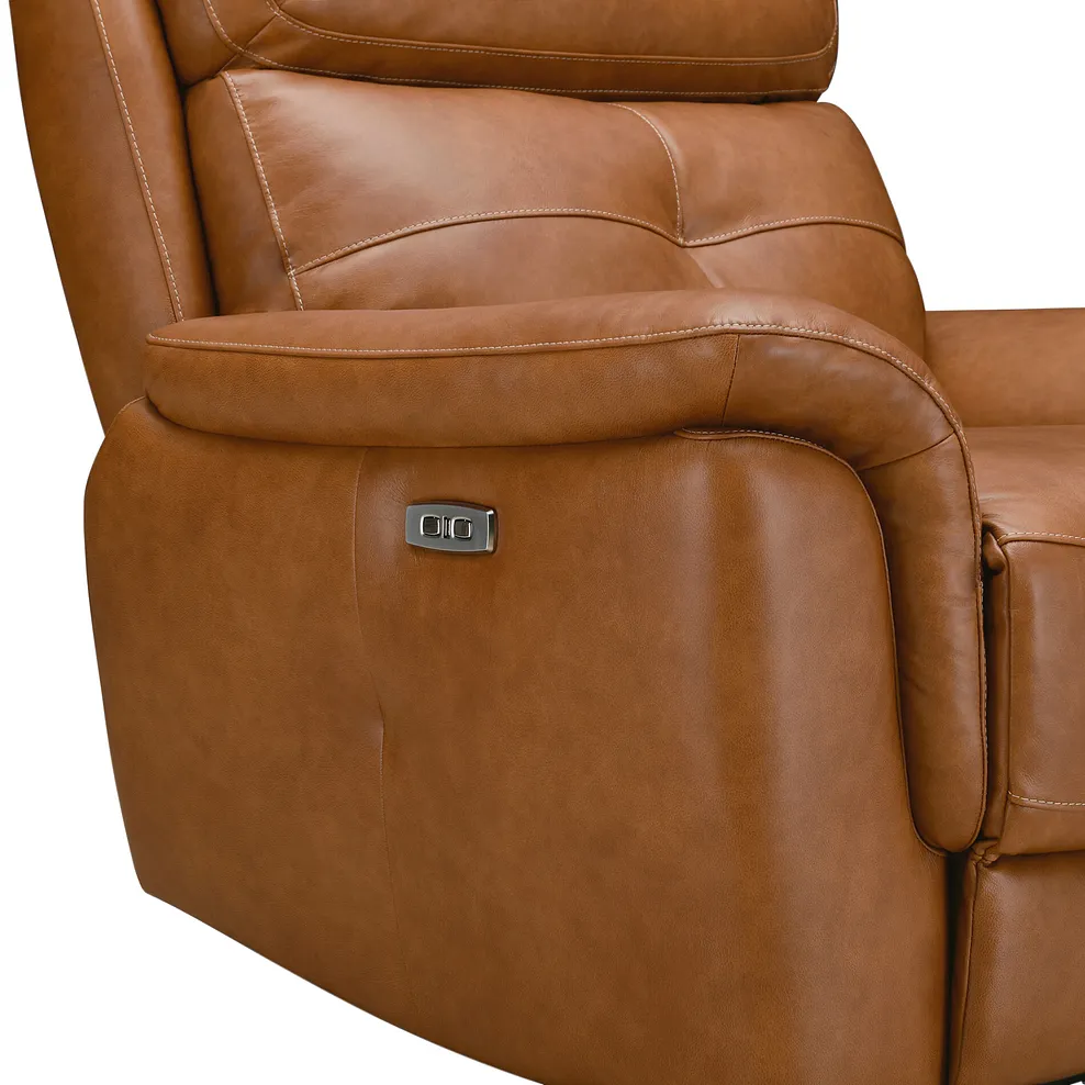 IVER Electric Recliner Armchair with Power Headrest Virgo Cognac Leather - Image 12