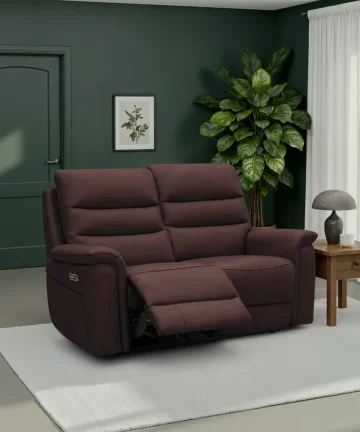 JARROD 2 Seater Electric Recliner Sofa Chestnut Leather