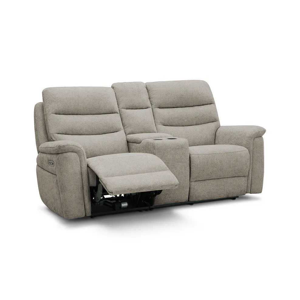 JARROD 2 Seater Electric Recliner Sofa with Console Hopsack Linen Fabric - Image 8